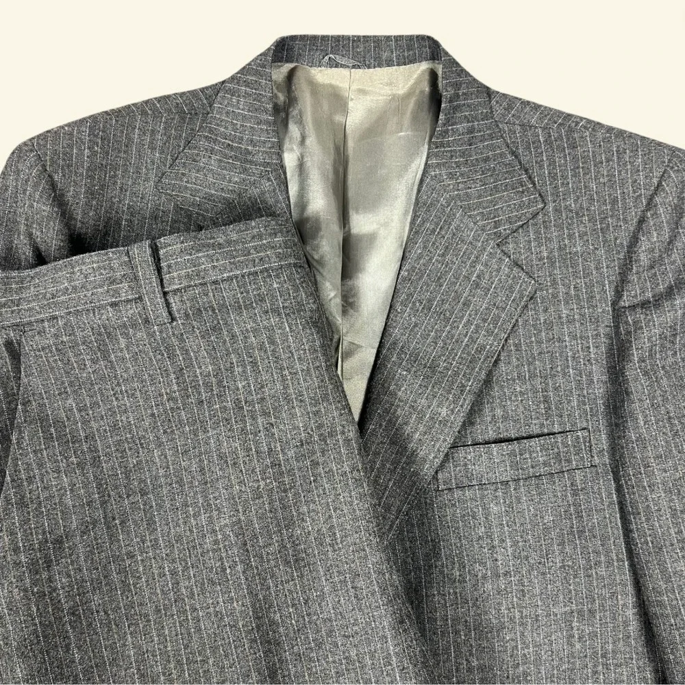 Vintage Don Douglas Pinstripe 3-Piece Suit Set Mens 42L Pinstripe Union Made USA